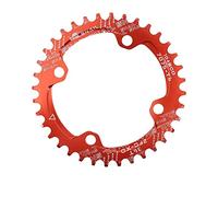 Monocorona MTB Mountain Bike Bicicletta Corona 104 BCD 32T 34T 36T 38T Stretto Ampio Anello A Catena Singolo con 4 Pezzi Pignone Bulloni Corona(36T,Red)
