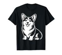 Monocromatico Corgi Puppy Vector Dog Cute Portrait Art Design Maglietta