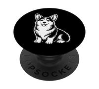Monocromatico Corgi Puppy Vector Dog Cute Portrait Art Design PopSockets PopGrip Adesivo