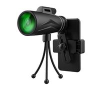 Monoculare per visione notturna 12 x 50 - Visione notturna con telescopio monoculare trasparente per il campeggio - Monoculare con treppiede e supporto per telefono per birdwatching campeggio, Delr