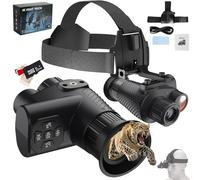 Monoculare Visione Notturna con Effetto Visione 3D Zoom 8X Digitale Luminosità IR a 7 livelli Registrazione 4K Notturno Vivavoce NGV per Casco per Adulti Campeggio Caccia con 32G TF Scheda(black)