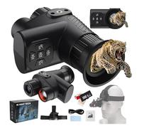 Monoculare Visione Notturna con Sensore Starlight Zoom 8X Digitale Luminosità IR a 7 livelli Registrazione 4K Notturno Vivavoce NGV per Casco per Adulti Campeggio Caccia con 32G TF Scheda(black)