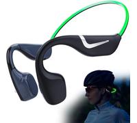 MONODEAL Cuffie conduzione ossea, Open Ear Auricolari Bluetooth 5.3 verdi con luce intelligente, 20 ore di autonomia, IPX7 resistenti al sudore, ideali per corsa e ciclismo