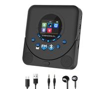 MONODEAL Lettore CD portatile con display TFT e timer di sospensione, radio FM integrata, lettore CD portatile Bluetooth, lettore CD Discman ricaricabile, con altoparlante e trasmettitore FM