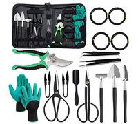 MONODEAL Set di Attrezzi da Giardino Kit Bonsai, 18 Pezzi Kit da Giardino Bonsai con Borsa, Kit Giardinaggio Forbici Bonsai, Set Principianti Giardinaggio Attrezzi Bonsai
