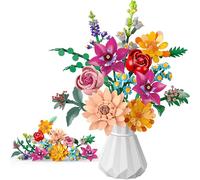 MONOFUN Kit Costruzione Bouquet di Fiori, 887 Pcs con Ramo Flowers per Decorazione Interna, Regalo San Valentino, Festa della Mamma e Compleanni Lei o Lui/Adulti/Bambini 6+