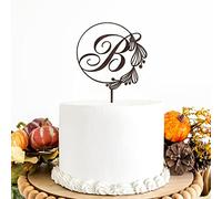 Monogram B - Topper per torta con iniziali B - Corona lettera B - Decorazione rustica per torta nuziale, decorazione per torta per baby shower, forniture per feste di buon compleanno