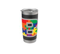 Monogramma B in pezzi di puzzle multicolore V2 Bicchiere termico in acciaio inox doppia parete
