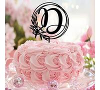 Monogramma D Cake Topper Iniziale Lettera Singola Nome Acrilico Nero Per Matrimonio Fidanzamento Decorazioni per torte Retro Corona di alloro Personalizza il tuo Topper per torta Regali per la doccia