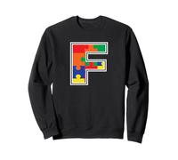 Monogramma F in Pezzi di Puzzle Multicolore V2 Felpa