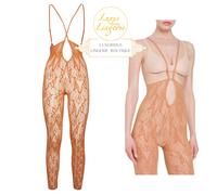 Monogramma Fiore Net Collant Leggings By Wolford Leonelion Oro Braun Body Intero