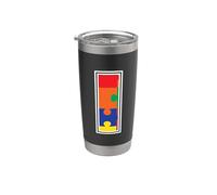 Monogramma I in pezzi di puzzle multicolore V2 Bicchiere termico in acciaio inox doppia parete