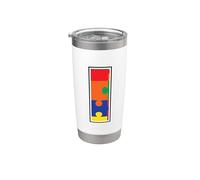 Monogramma I in pezzi di puzzle multicolore V2 Bicchiere termico in acciaio inox doppia parete