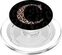 Monogramma iniziale carino della lettera C della stampa del leopardo nero per le donne PopSockets PopGrip per MagSafe