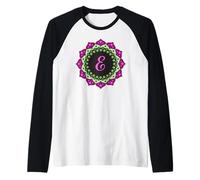 Monogramma Lettera E Iniziale Mandala Ispirato per Donne Uomini Maglia con Maniche Raglan