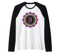 Monogramma Lettera F Iniziale Mandala Ispirato per Donne Uomini Maglia con Maniche Raglan