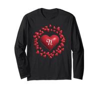 Monogramma N - Corona a Forma di Cuore Design v2 Maglia a Manica