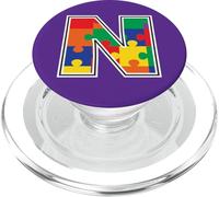 Monogramma N in pezzi di puzzle multi colore V2 PopSockets PopGrip per MagSafe