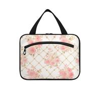 Monogramma oro rosa a scacchi appeso kit da viaggio per le donne con gancio, kit lavabile di design borsa per viaggio must-have palestra maleta para maquillaje L