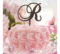 Monogramma R Cake Topper Iniziale Lettera Singola Nome Marrone Legno Per Matrimonio Nuziale Doccia Decorazioni Retro Botanico Corona Personalizza Il Tuo Topper Per Torta Regali di Addio Al Nubilato
