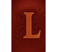 Monogrammed, red journal notebook with a capital letter L on the front cover.