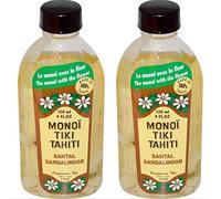Monoi Tiki Tahiti Olio di cocco di sandalo (confezione da 2), profumato con fiori freschi raccolti a mano, 100% Made in Tahiti, 118,3 ml