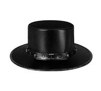 MONOJLY Cappello da medico della peste Steampunk, in pelle sintetica, nero, piatto, per Halloween e cosplay