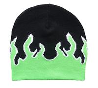 MONOJLY Flame Y2K Beanies Fire Flame Knit Hat Skullies Slouchy Flame Skull Verde, Verde, 6 5/8/7 3/8
