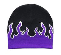 MONOJLY Flame Y2K Beanies Fire Flame Knit Hat Skullies Slouchy Flame Skull, Viola, 6 5/8/7 3/8