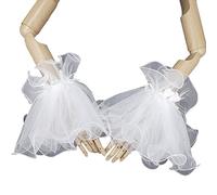 MONOJLY Polsini elastici da sposa a forma svasata, maniche finte rimovibili per feste di nozze, polsini in pizzo bianco per donne