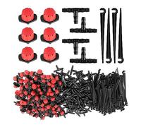 MONOJLY Set di sistemi di irrigazione da Giardino da 300 Pezzi (100 Micro gocciolatori Regolabili, connettore da 100 T, 100 ancoraggi a Terra per Tubi da Giardino)