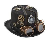 MONOJLY Steampunk Cappello A Cilindro Con Occhiali Steampunk Cappello Steampunk Viaggiatore del Tempo Cappello Steampunk Accessori Steampunk Bombetta