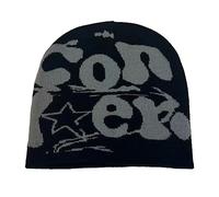 MONOJLY Y2K Hip-Hop Unisex Hat Uomo Autunno e Inverno Stile Harajuku Photo Props Versatile Halloween Pile Bonnet, Nero, 6 3/4-7 3/8