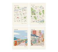 Monolike Stitch Line Note Seoul 4P A SET - Quaderno accademico, quaderno a righe, 48 pagine