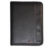 Monolith 2000002926 - Cartella da conferenza in Similpelle, Cartella con Anelli e Cerniera perimetrale, Nera