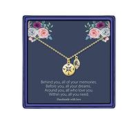 MONOOC Regali di laurea per lei 2024, collana con bussola Collana di laurea Collana con iniziali a foglia Regali di laurea 2024 Regali di laurea per la sua classe di regali 2024, Ottone, Zirconia