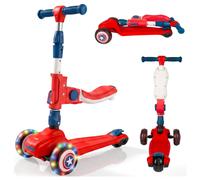 Monopattino a tre ruote per bambini, con sedile e ruote a LED, Captain America