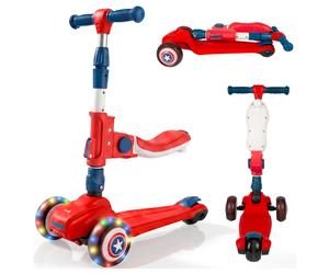 Monopattino a tre ruote per bambini, con sedile e ruote a LED, Captain America