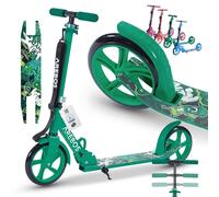 Monopattino Arebos Cityroller verde Monopattino regolabile in altezza | pieghevole | tracolla inclusa | ruote XXL | freno a pedale | per bambini e adulti | carico massimo 100 kg | kick scooter