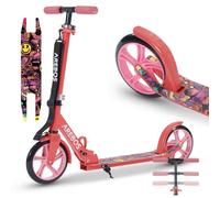 Monopattino con altezza regolabile, freno a pedale, portata 100 kg, rosso - N
