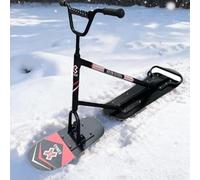 Monopattino da neve con telaio in lega di alluminio rinforzato, leggero monopattino da neve, sci posteriore con maniglia di sterzo a 360°, per sentieri fuoristrada, piste battute color legno (nero)