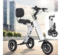 Monopattino elettrico a 3 ruote, triciclo pieghevole con schienale, triciclo elettrico leggero con batteria rimovibile 36 V 7,8 Ah, retromarcia e interruttore a chiave per spostamenti e viaggi
