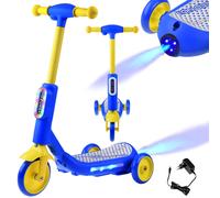 Monopattino elettrico a tre ruote per bambini con luci LED ed effetto vapore - Blu