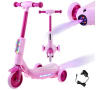 Monopattino elettrico a tre ruote per bambini con luci LED ed effetto vapore - Rosa
