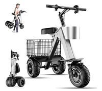 Monopattino Elettrico Con Sedile, Deambulatore Pieghevole Electric Scooter Con Funzione Retromarcia, Con Retromarcia E Interruttore A Chiave, Portata 30-50, Per Anziani E Disabili(With Two Baskets)