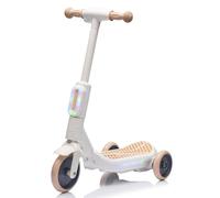 Monopattino Elettrico per Bambini 2 in 1 con Luci LED Giocattolo a Batteria 6V e a Spinta 3 Ruote Portata 30 kg (Beige)