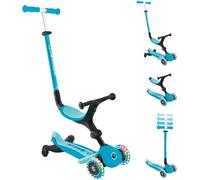 Monopattino Evolutivo 3 in 1 Celeste con Luci LED Sterzo Parentale 360