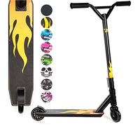 Monopattino Freestyle Con Micro Ruote 100mm - Monopattino Trick Professionale Rotazione 360 Gradi - Monopattino 2 Ruote da Trick E Stunt Scooter Per Bambini da 8 anni di Land Surfer - Fiamma