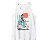 Monopattino in Stile Anime per Ragazze Red Sun Teal Retro Ride Art Canotta
