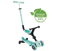 Globber - GO•UP ACTIVE LIGHTS 360 - monopattino evolutivo con seduta girevole a 360°, poggiapiedi, luci LED e 3 ruote, per bambini da 15 mesi a 6 anni - verde menta